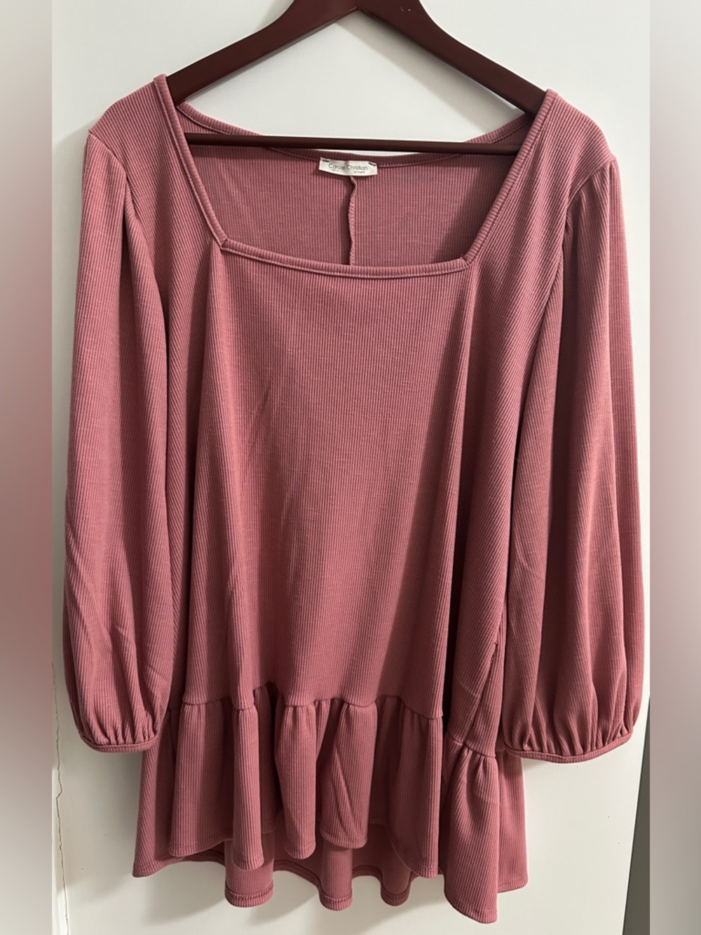 Square Neck Peplum Blouse - Dusty Rose NWOT